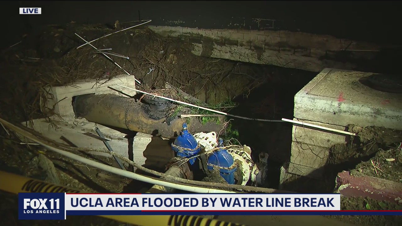 Water line break in Westwood