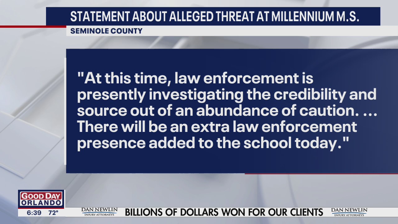 Alleged threat being investigated at Millennium Middle School