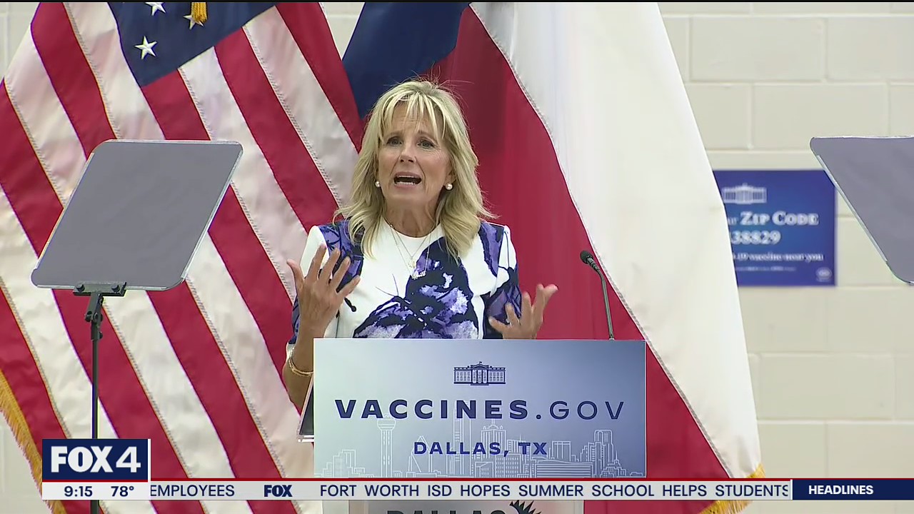 First Lady Dr. Jill Biden visits Dallas to promote COVID-19 vaccinations