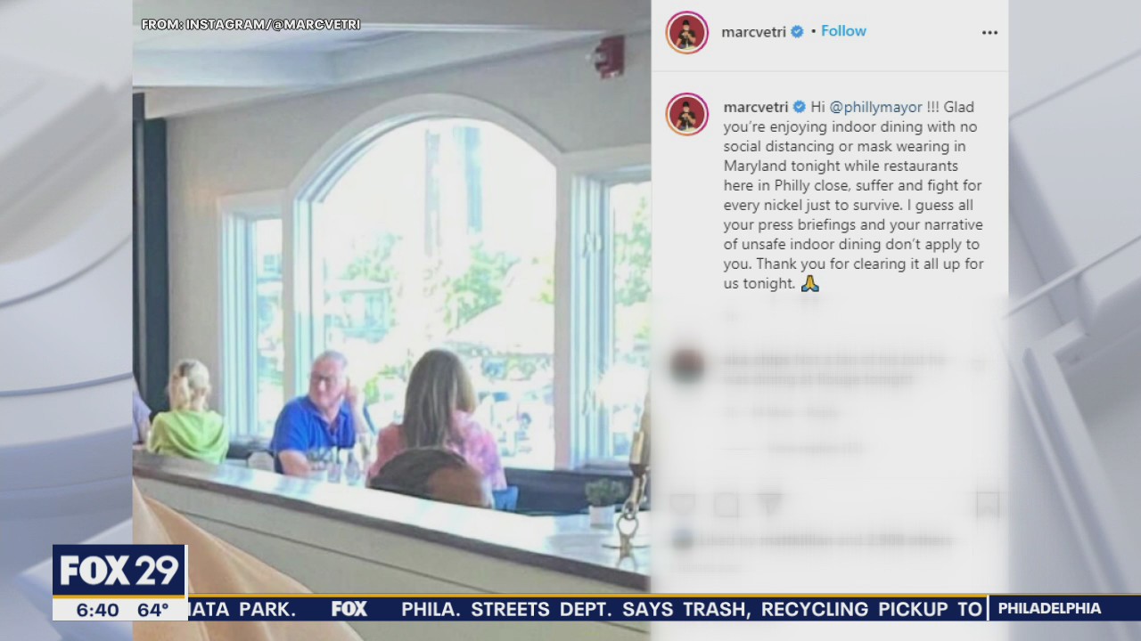Mayor Kenney seen dining inside Maryland resaurant