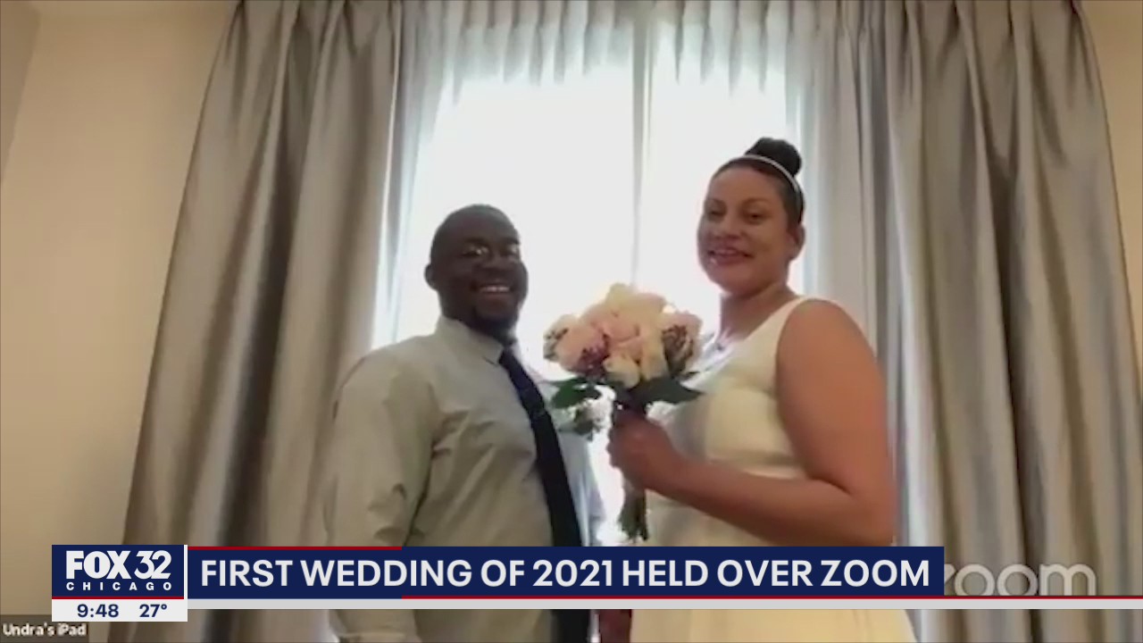 First wedding of 2021 held over Zoom in Cook County