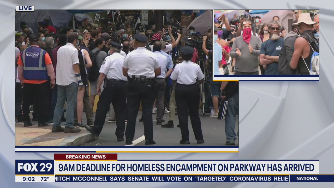 Police on scene at homeless encampment as deadline to close arrives