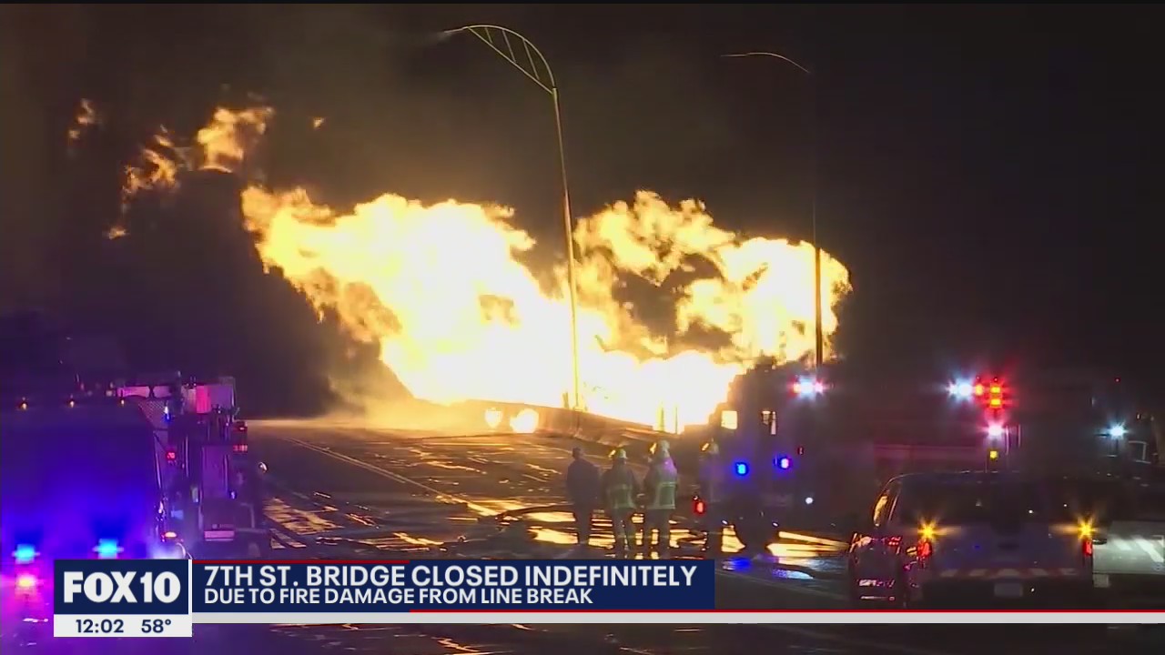 7th Street bridge closed indefinitely following gas line fire