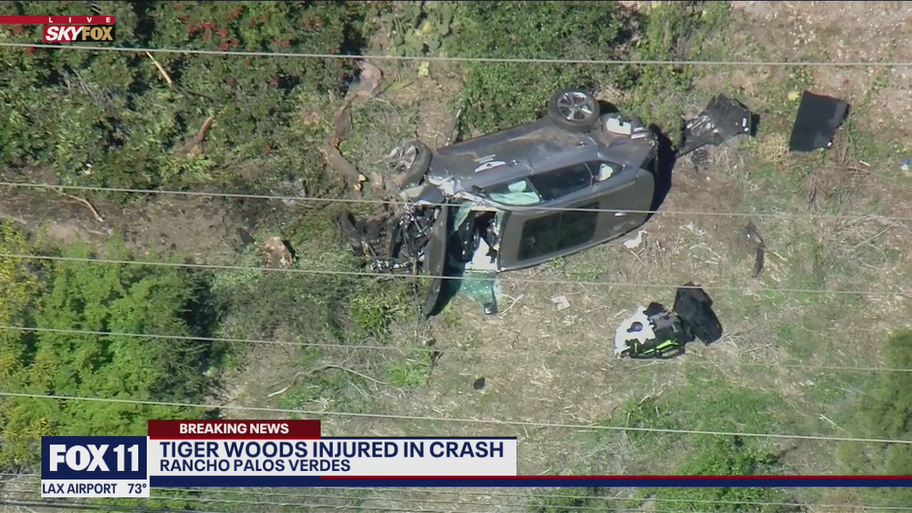 Tiger Woods car crash video: Golf legend hospitalized after accident in California