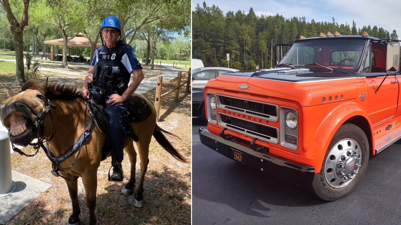1967 Chevy C50 & Hiccup the patrol horse