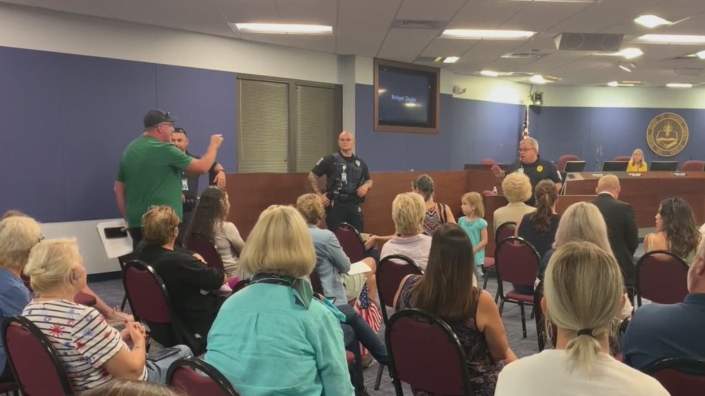 Sarasota school board meeting interrupted by angry parents