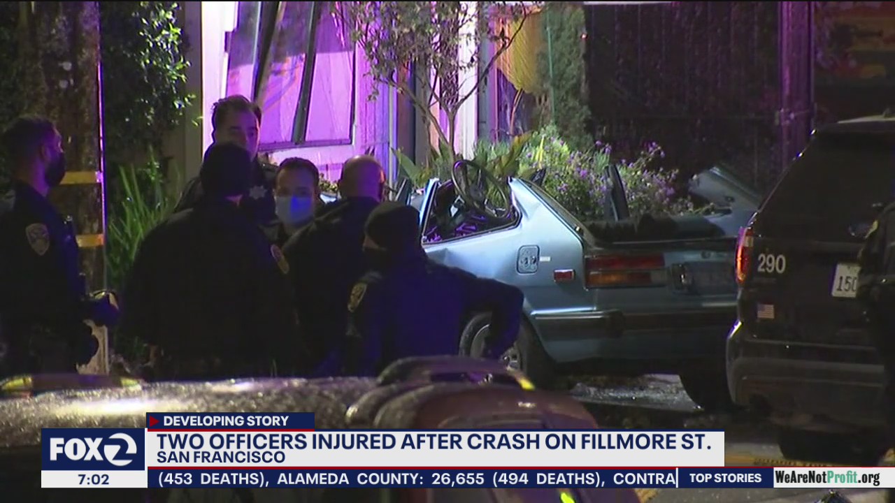 Car crashes into San Francisco home after police chase; officers injured
