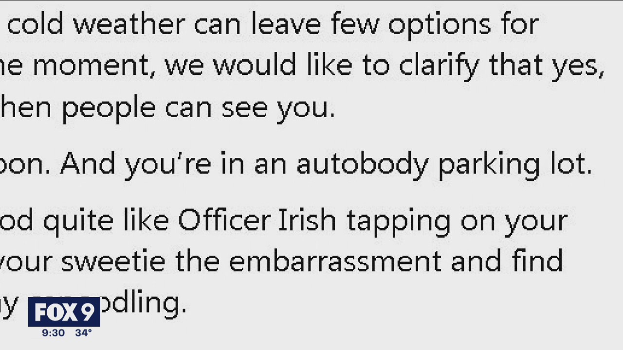 Police reminder: Stop ‘canoodling’ in busy parking lots