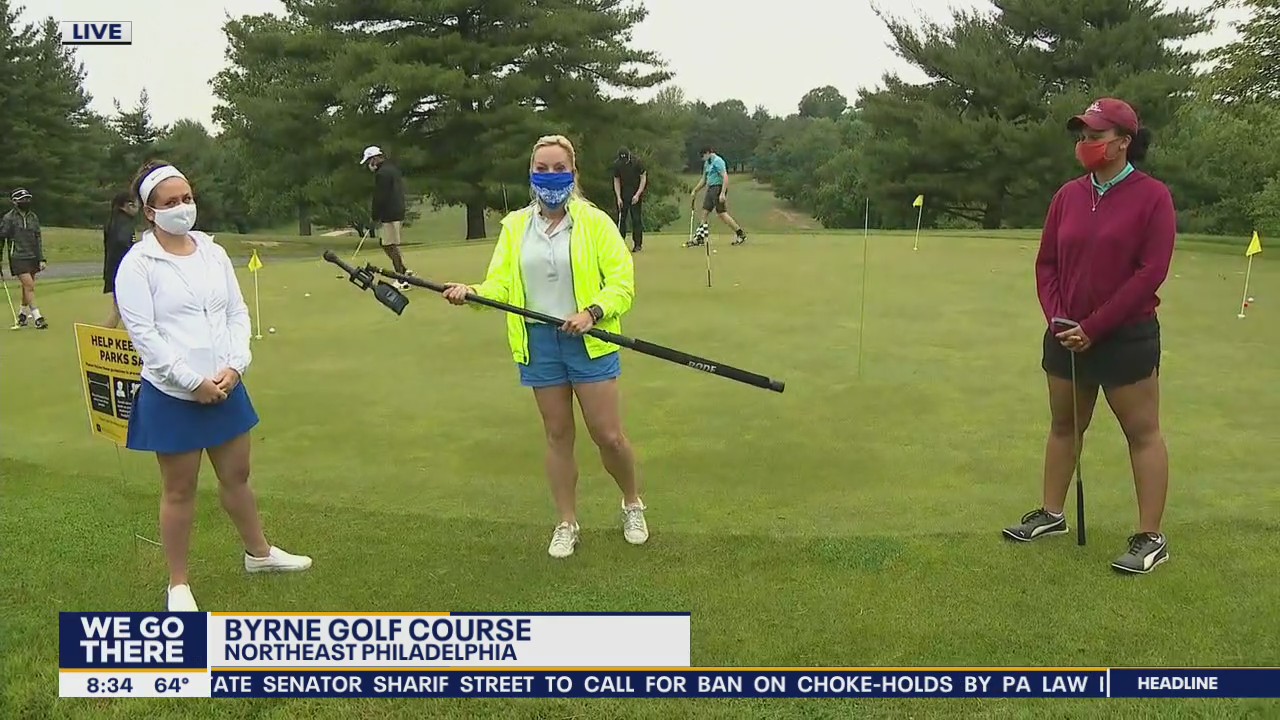 Jenn stops by golf camp at Byrne Golf Course