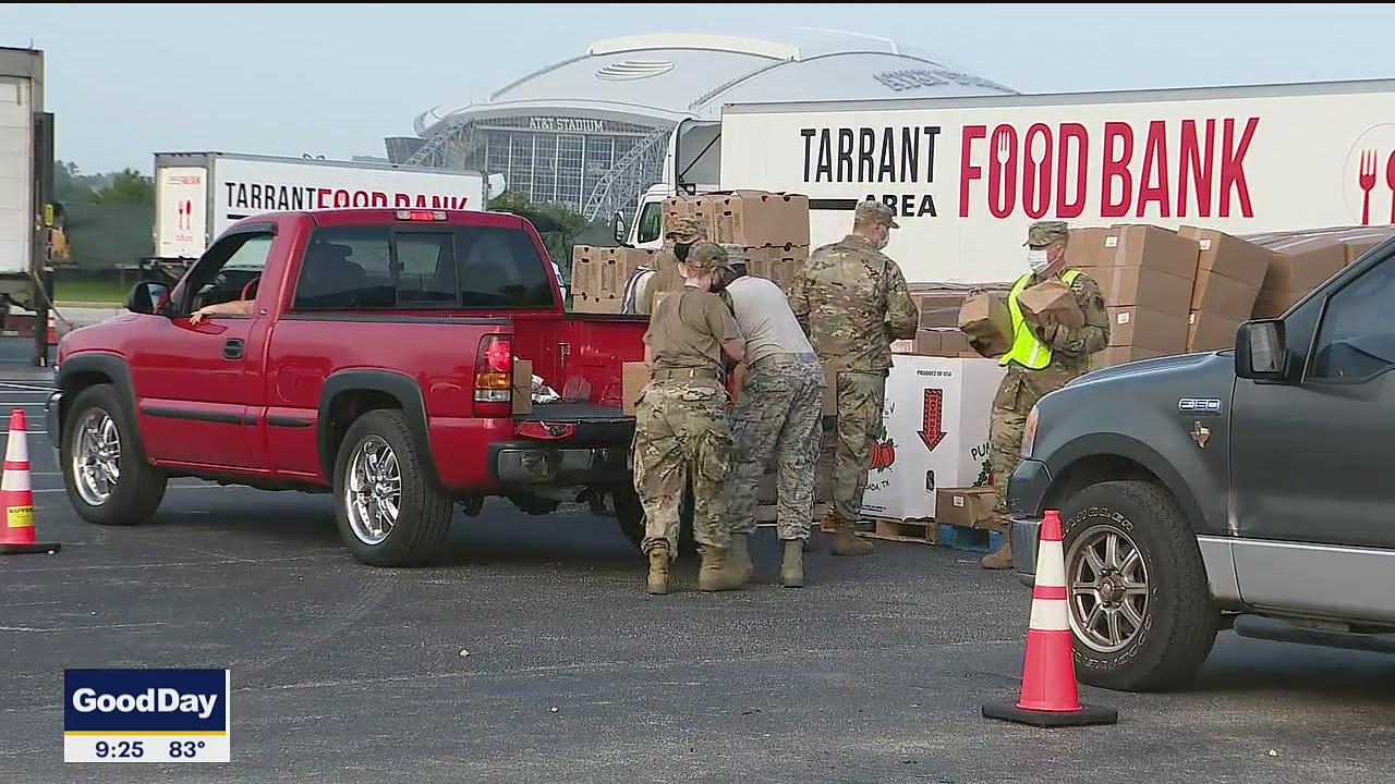 Tarrant Area Food Bank distributes food at Globe Life Field