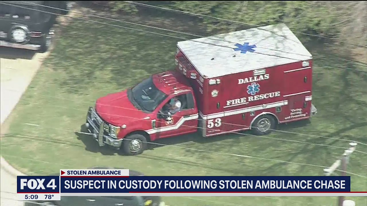 Suspect in custody following chase in stolen Dallas Fire-Rescue ambulance