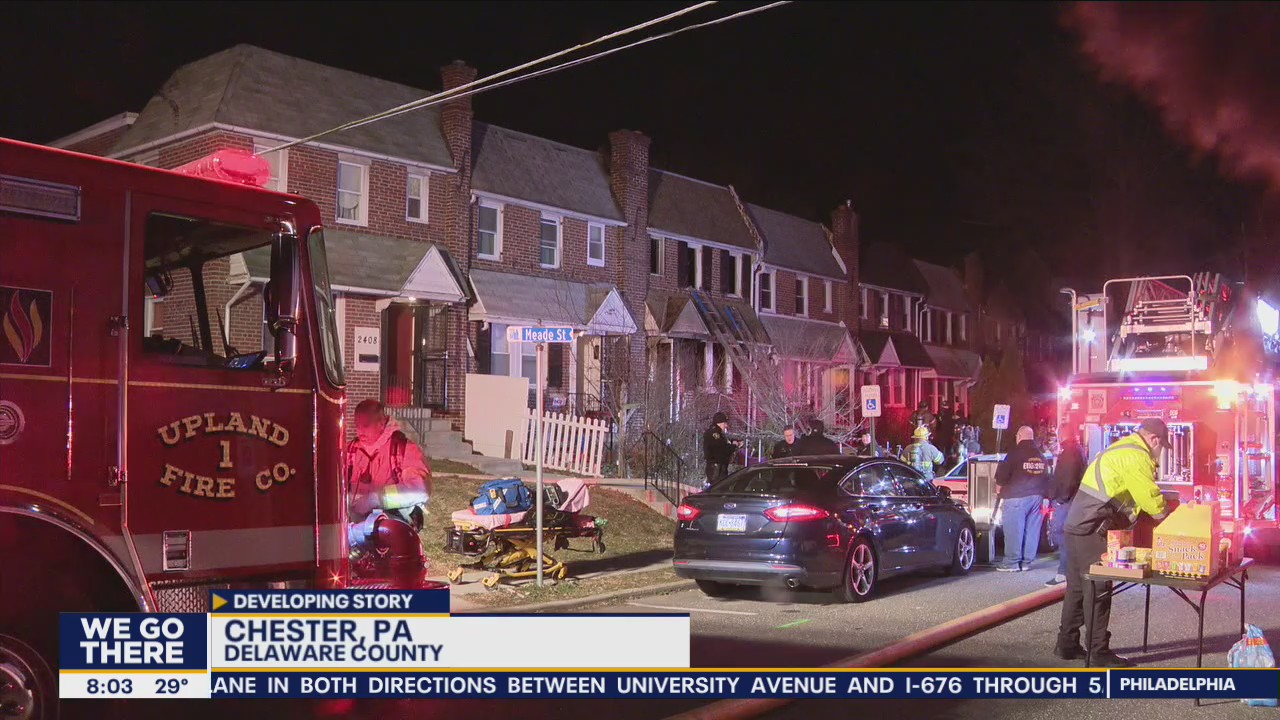 2-alarm fire breaks out at row home in Chester