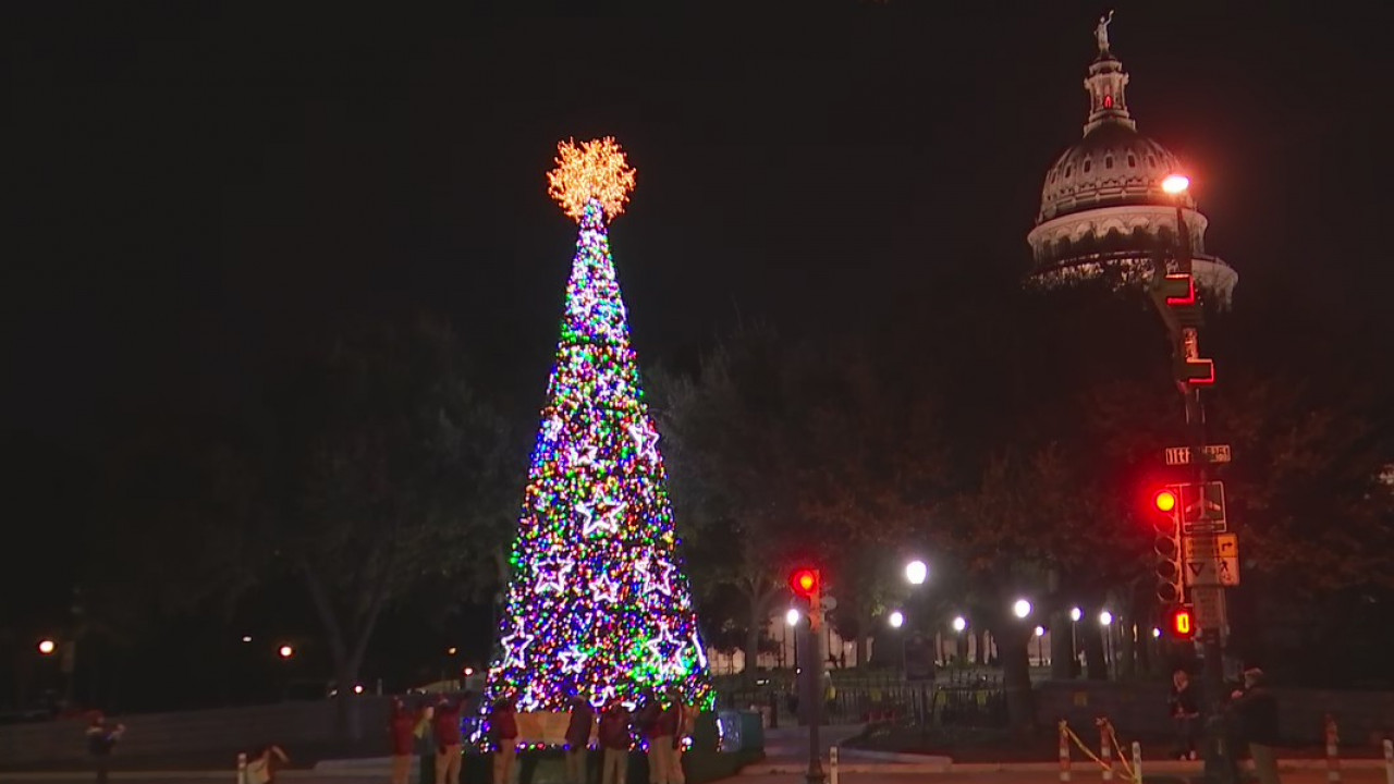 FOX 7 Austin helps light the Christmas tree outside the Texas Capital