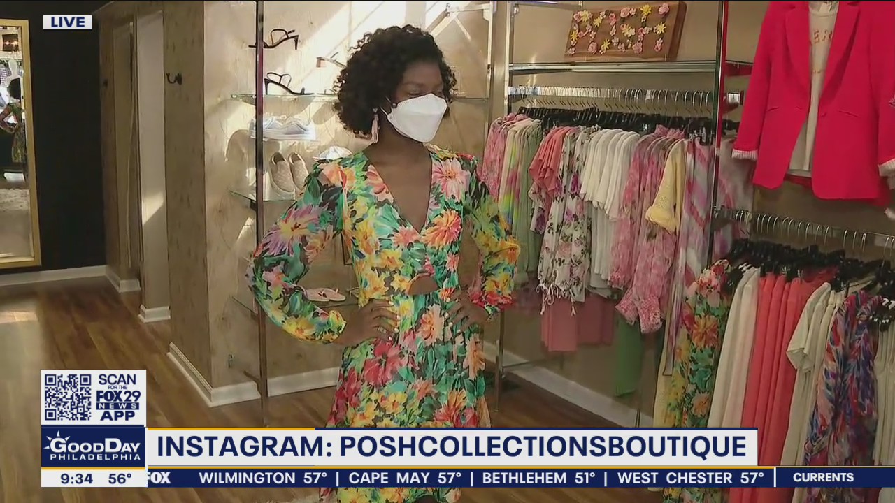 Checking out floral patterns at Posh Collections Boutique