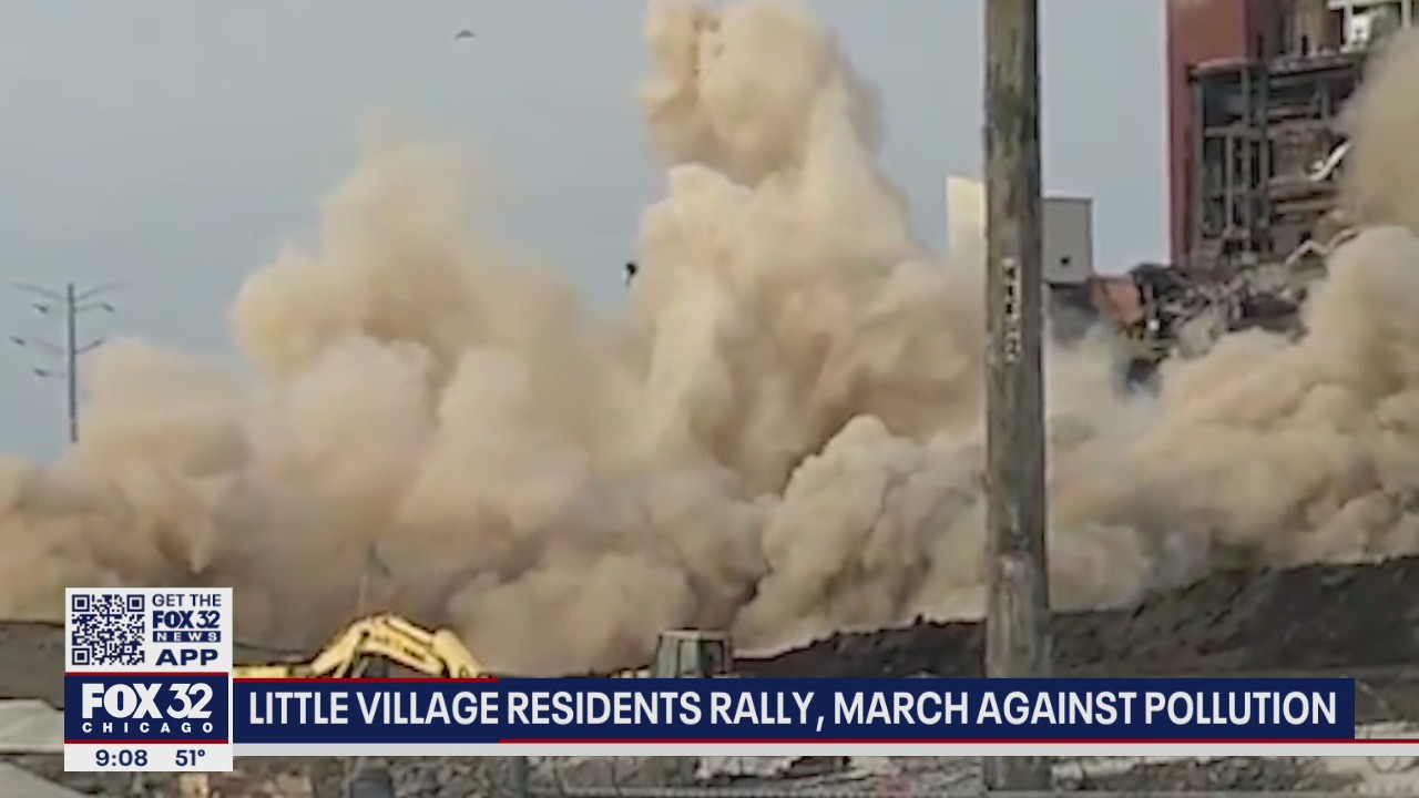 Little Village residents rally on anniversary of smokestack demolition that coated area with dust