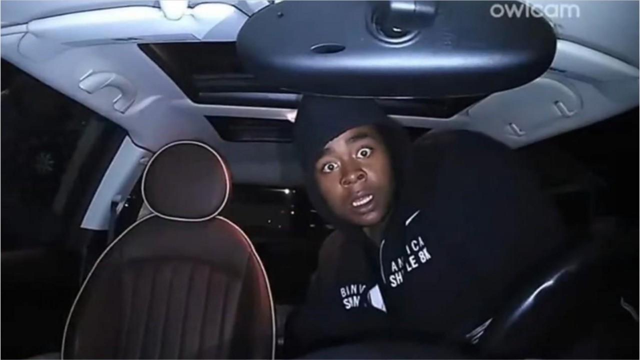 Dashcam captures ‘priceless’ startled face of car burglar