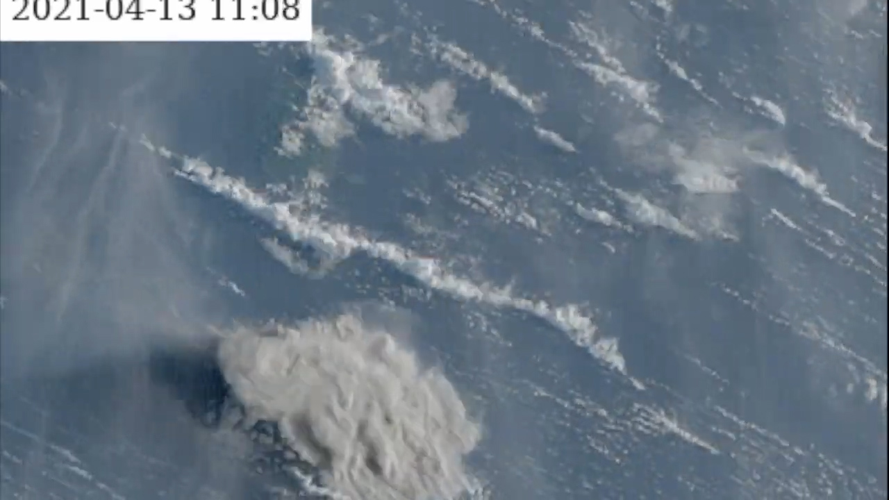 Satellite image of St. Vincent La Soufriere volcano eruption