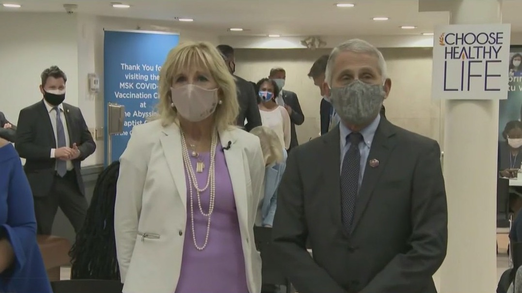 Jill Biden, Anthony Fauci visit Harlem vaccination clinic