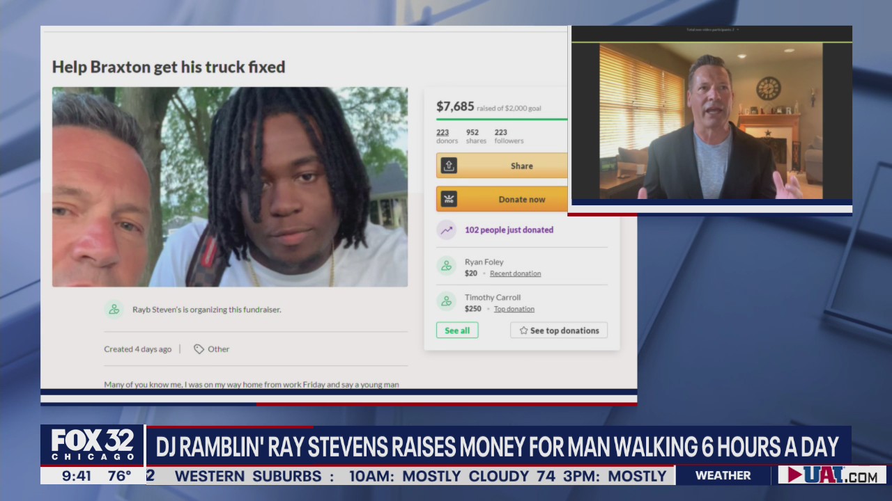 DJ Ramblin' Ray Stevens raises money for man by walking 6 hours a day