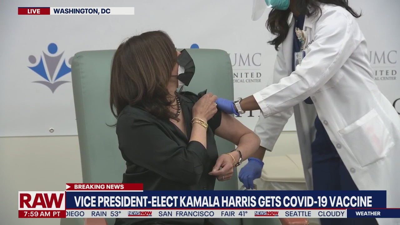 Kamala Harris receives first dose of COVID-19 vaccine