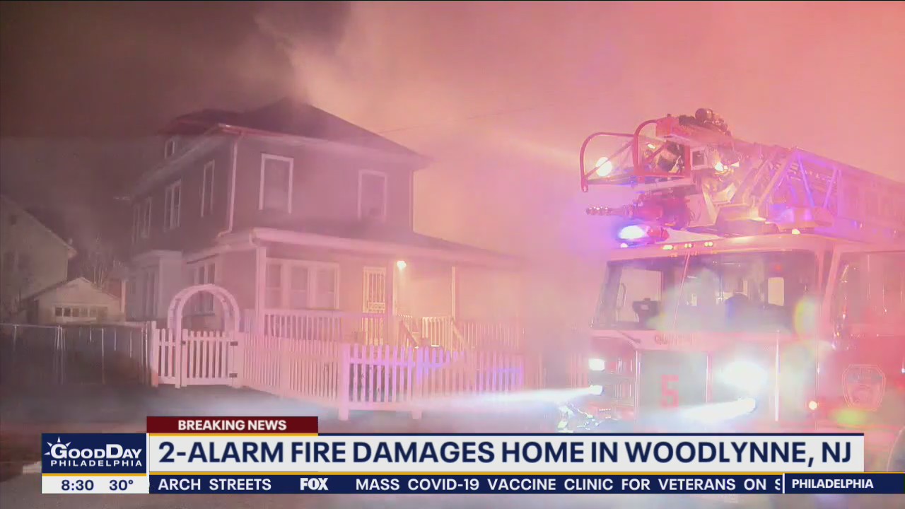 2-alarm fire damages home in Woodlynne, NJ