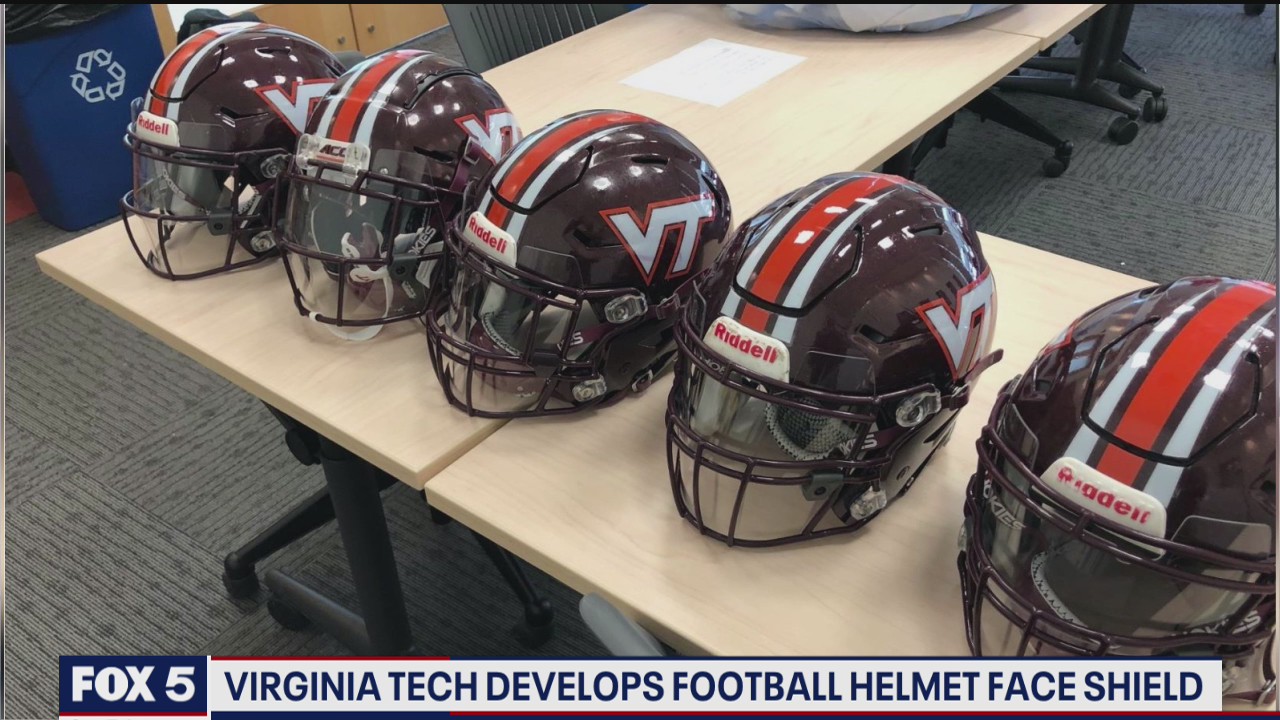 Virginia Tech develops football helmet face shield