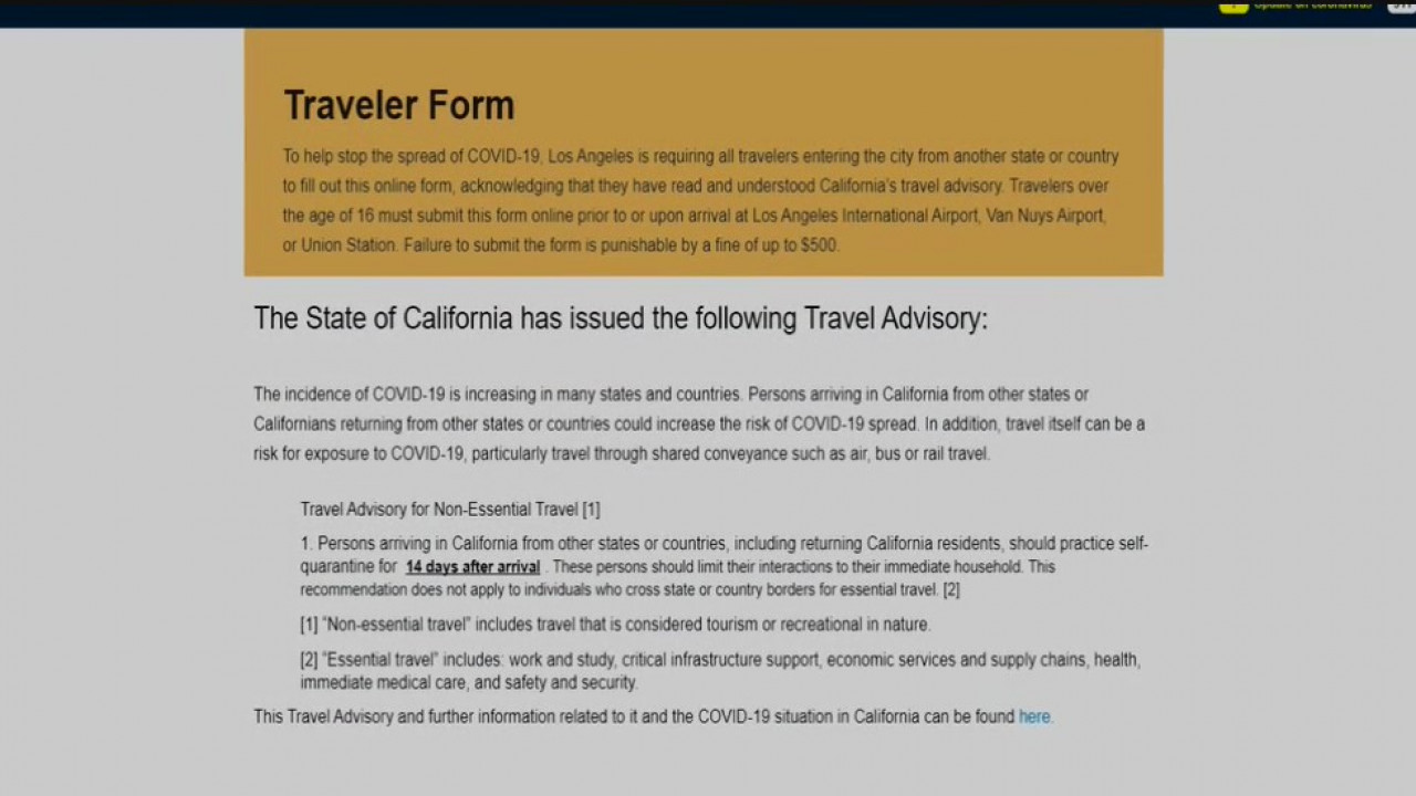 Travelers to Los Angeles will have to sign quarantine form starting Wednesday