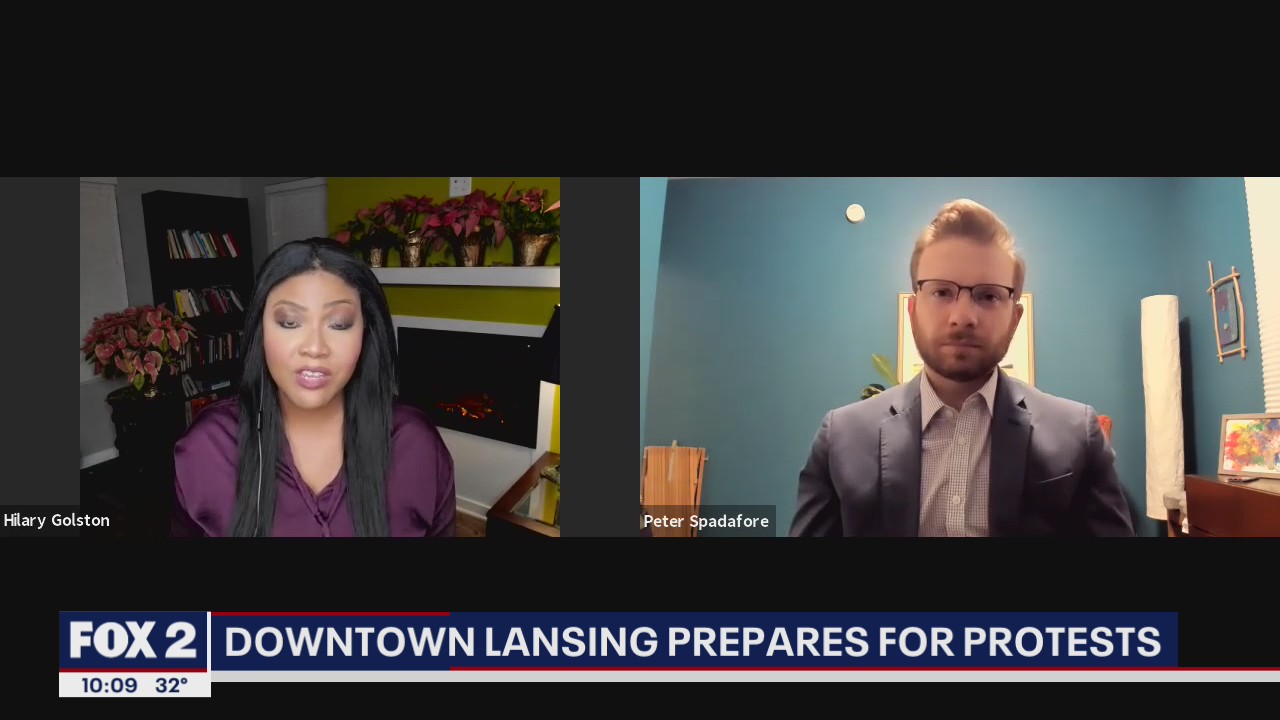 Lansing's City Council President Peter Spadafore speaks on Capitol Protest