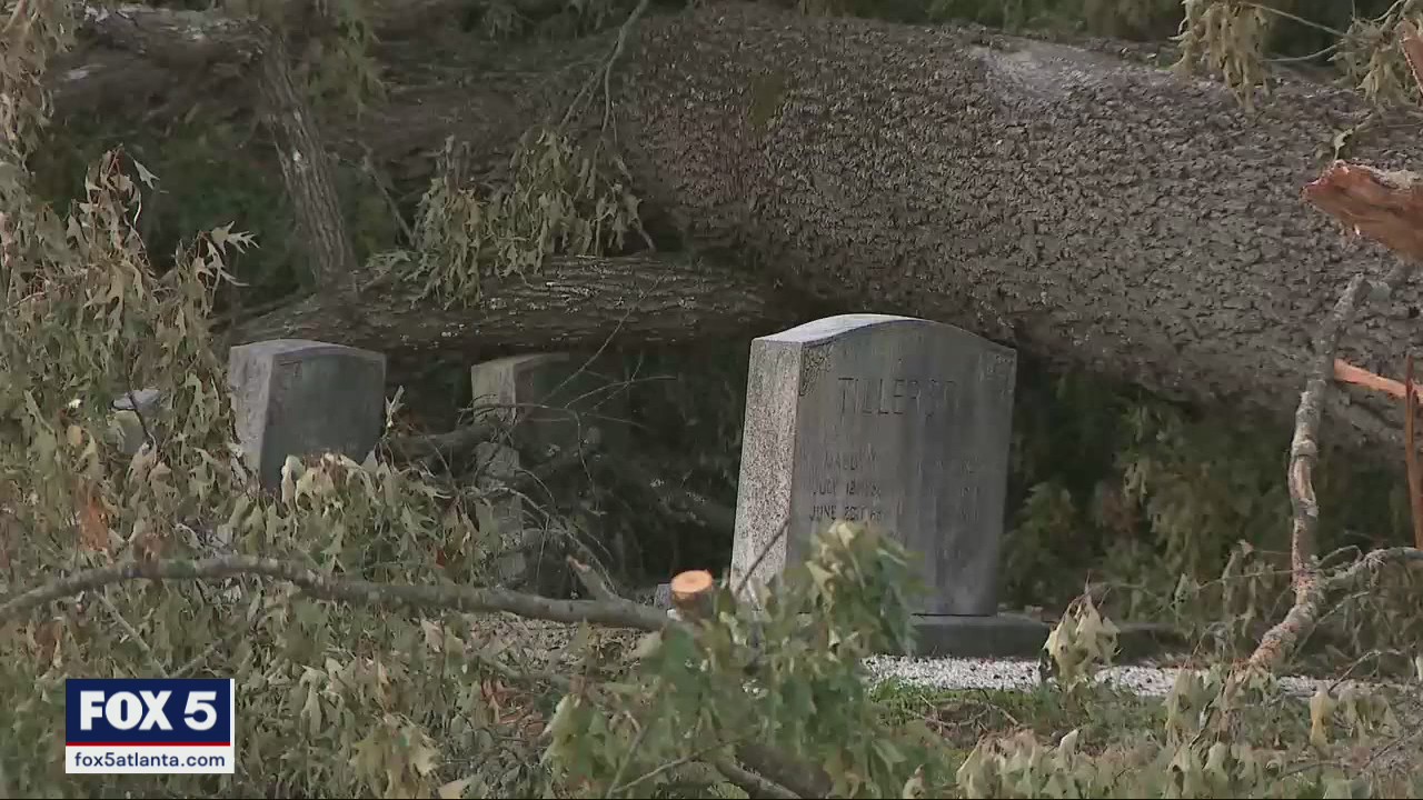 Storm damages cemetery
