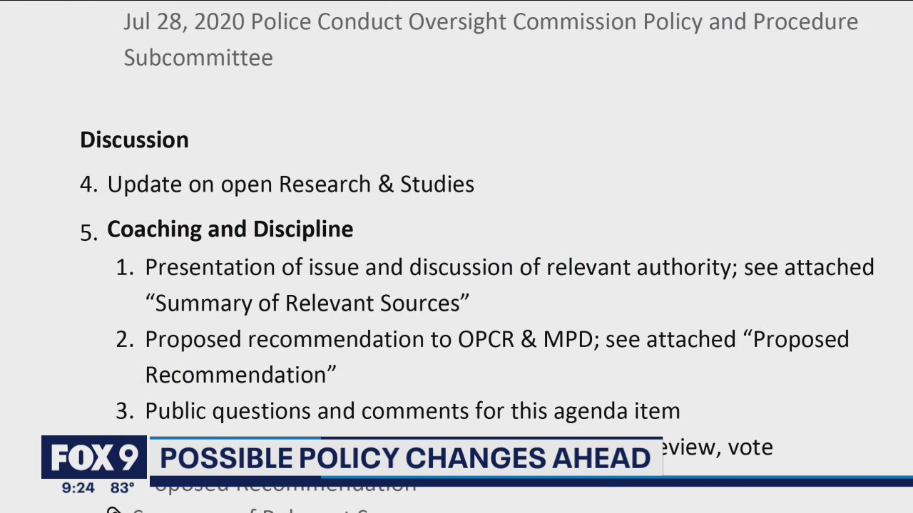 Minneapolis community members propose changes and clarifications to police department's policy on coaching and discipline