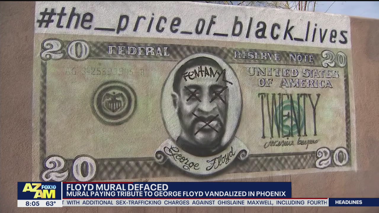 George Floyd mural in Phoenix vandalized