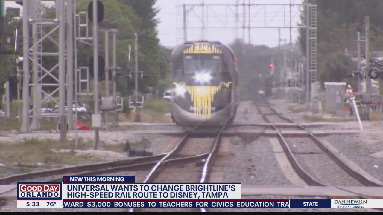 Universal wants to change Brightline's high-speed rail route to Disney, Tampa