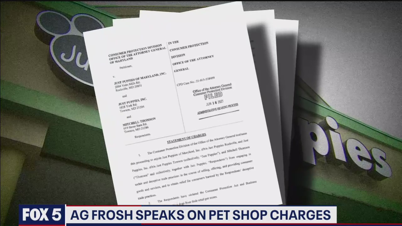 Maryland attorney general talks about pet shop charges