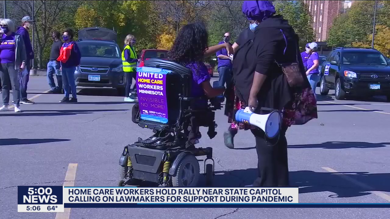 Home care workers hold rally at State Capitol calling on lawmakers for support during global pandemic