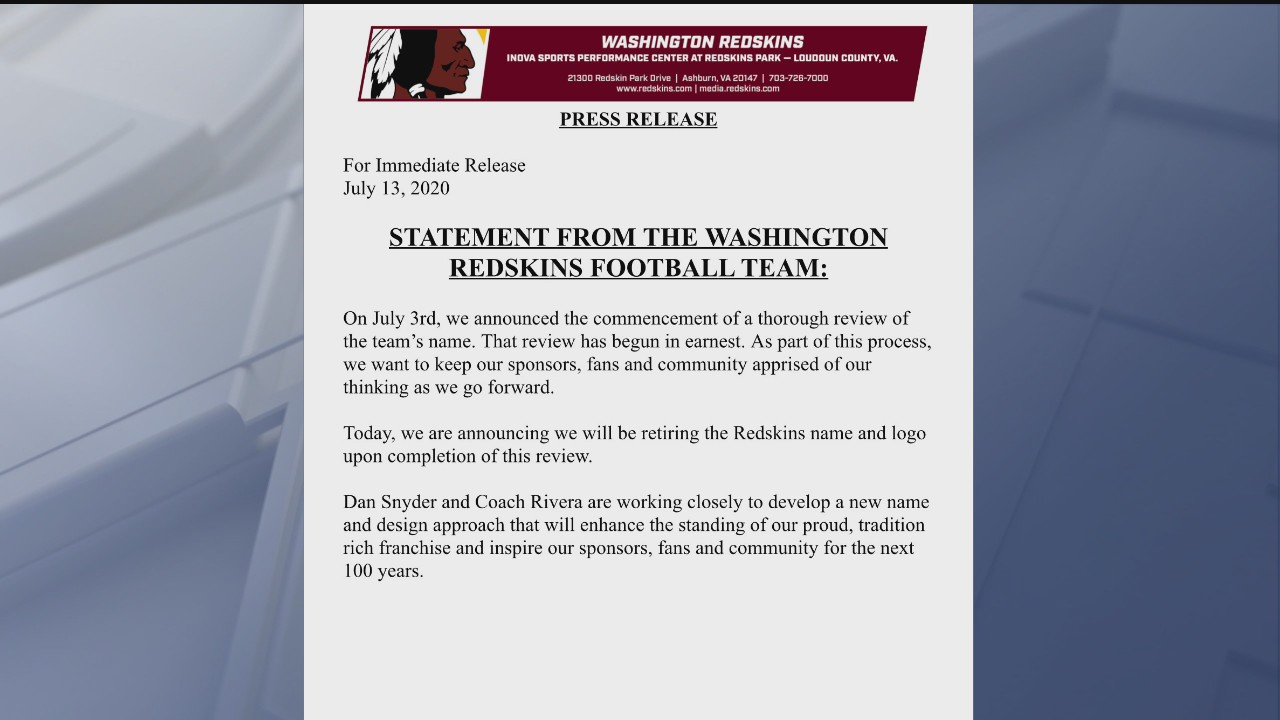 Redskins announce retiring of team name, logo