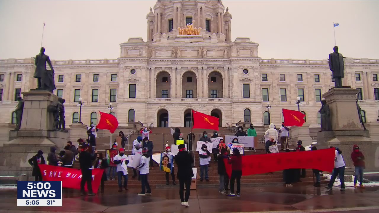 Protesters rally at Minnesota capitol to oppose coup in Myanmar