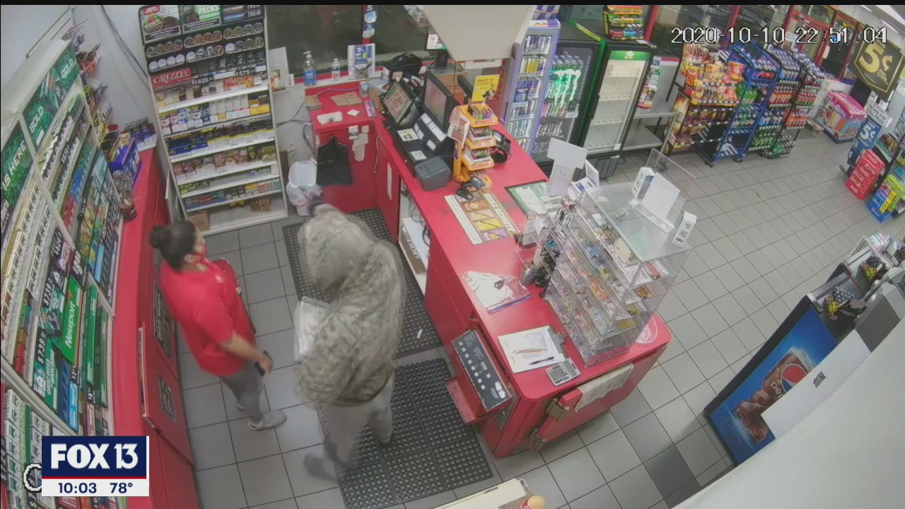 Suspect fires warning shot near clerk during robbery