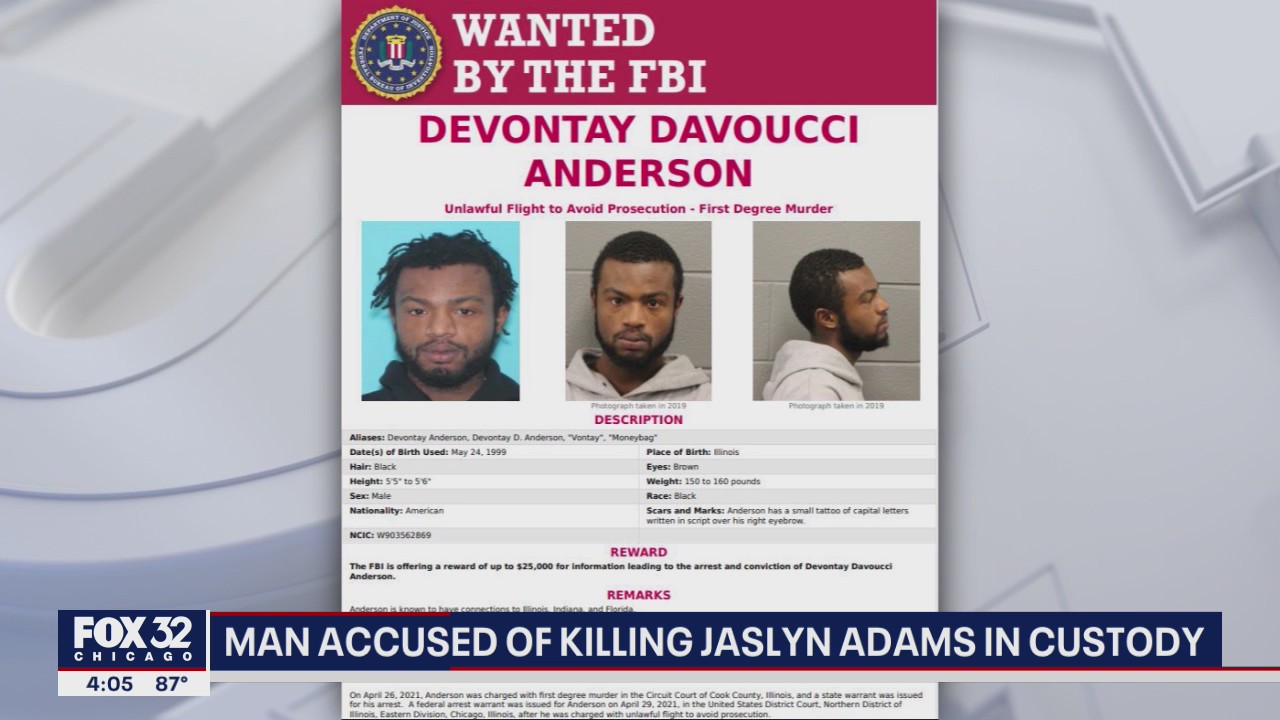 Fugitive wanted for murder of 7-year-old Jaslyn Adams arrested by FBI