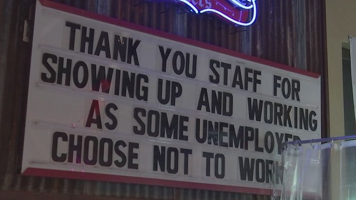 Restaurants facing staff shortages, blame unemployment benefits