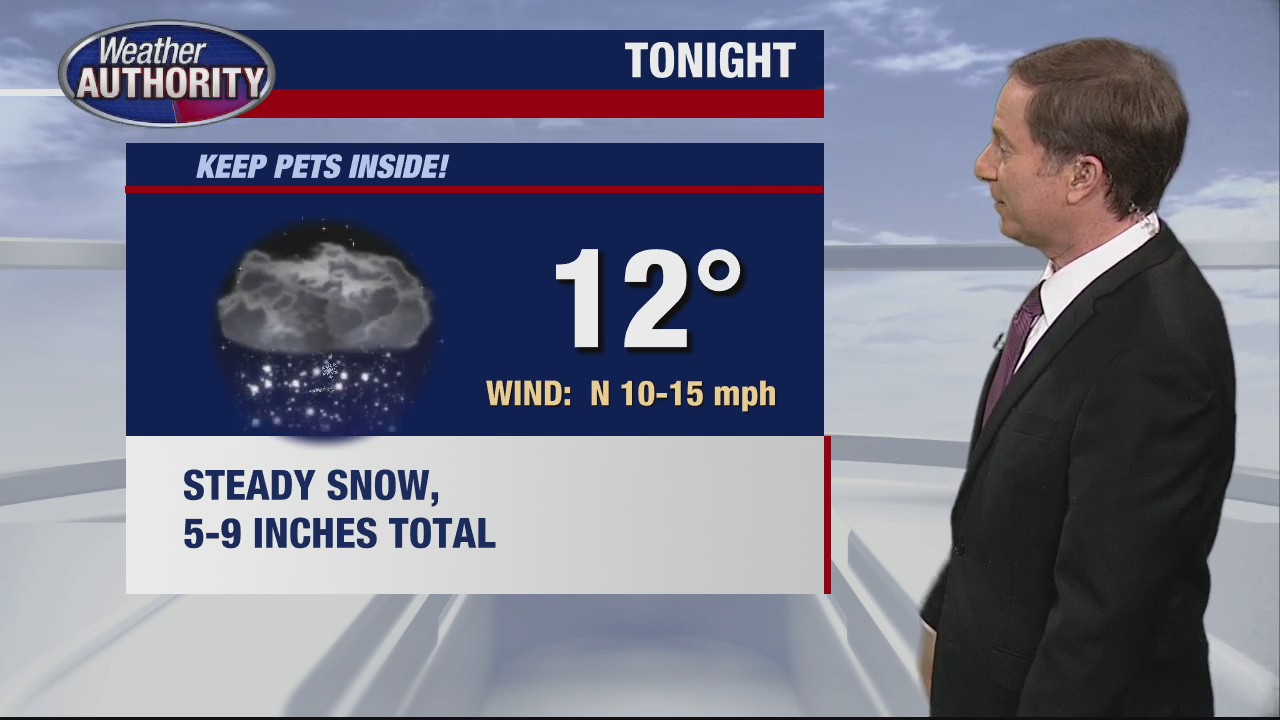 Winter Storm Warning continues overnight as the snow falls