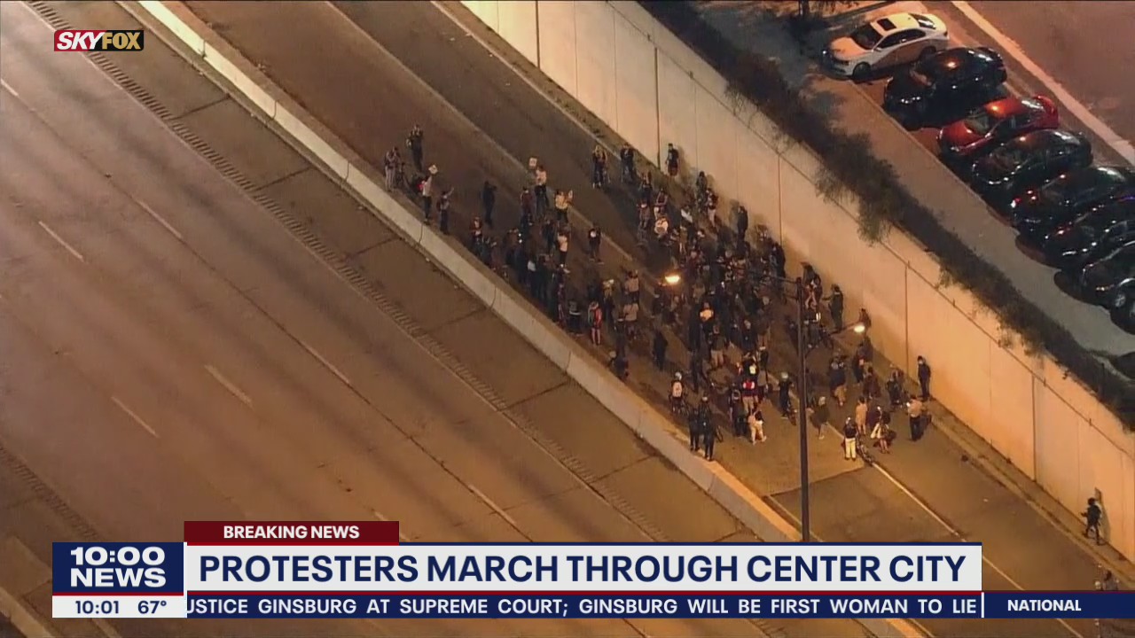 Demonstrators marching in Philadelphia following Breonna Taylor grand jury decision