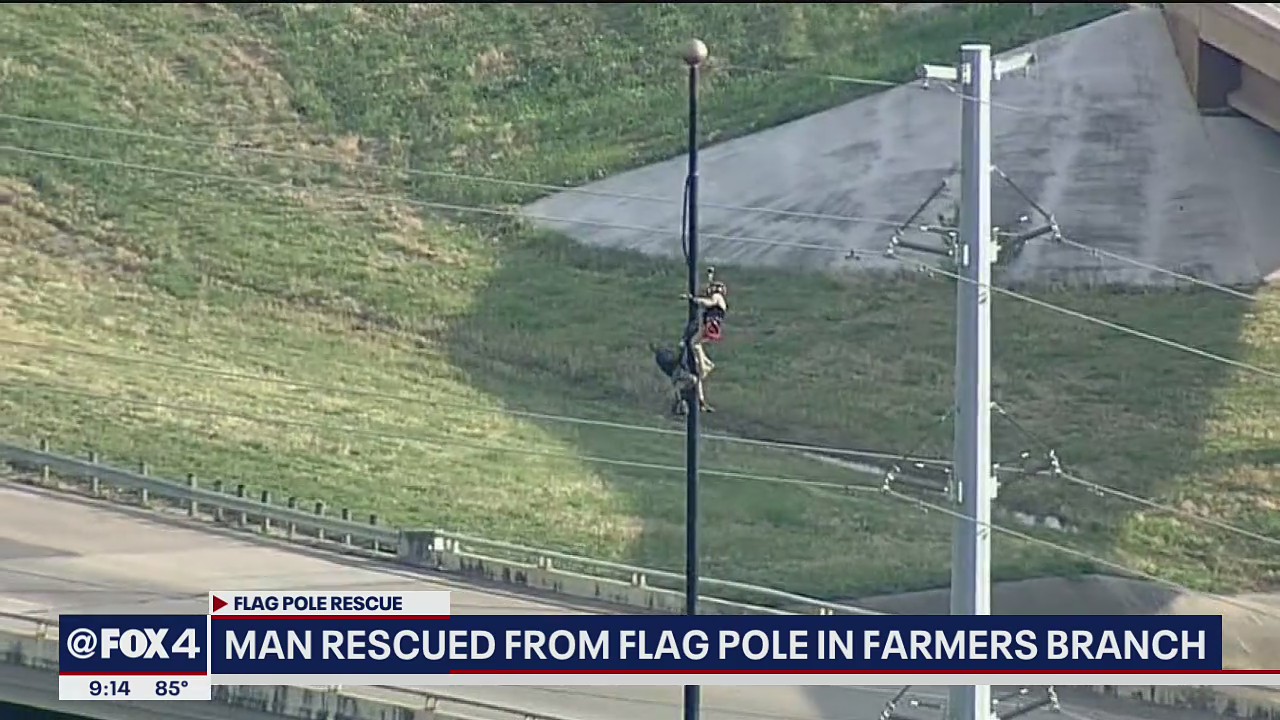 Maintenance worker rescued from flag pole in Farmers Branch