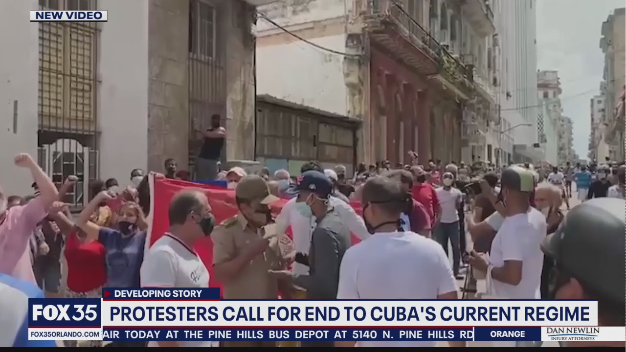 Protesters call for an end to Cuba's current regime