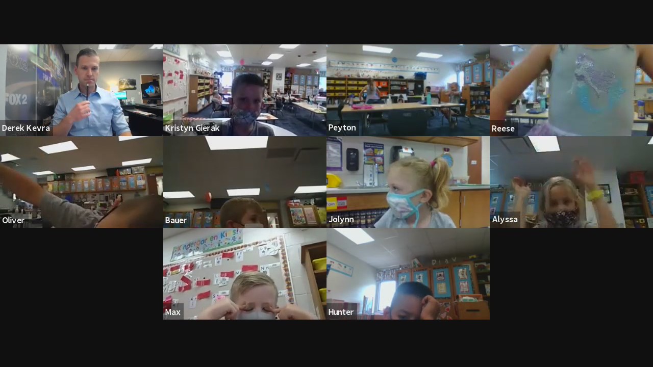 Meteorology class is in session with Derek Kevra and some intrepid kindergarteners