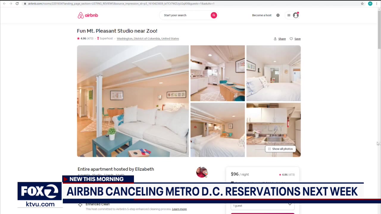 Airbnb to block, cancel DC bookings ahead of inauguration