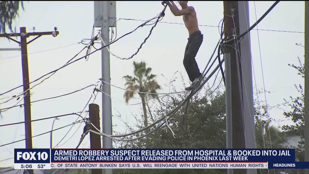 Robbery suspect identified after scaling power lines to evade Phoenix police