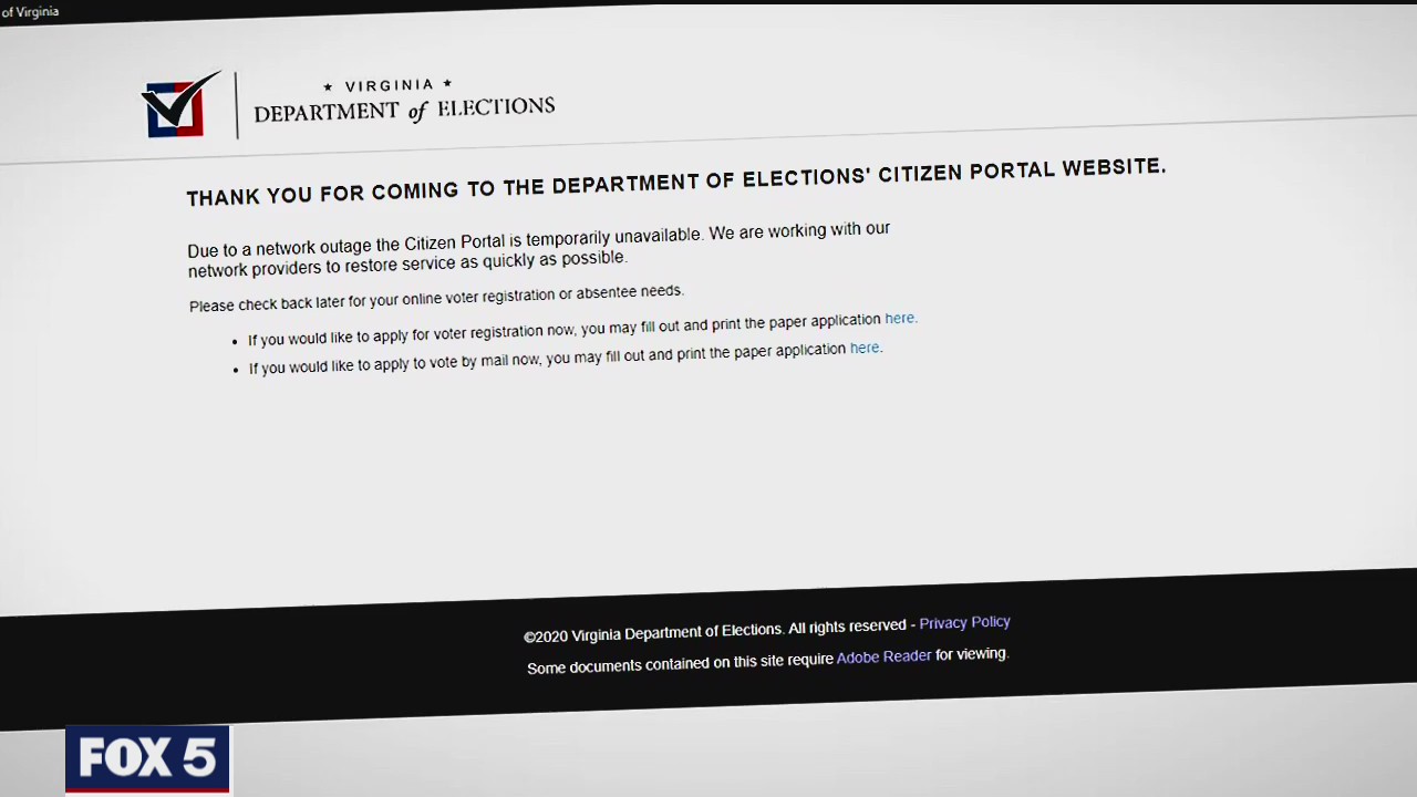 Virginia voter registration site back up after being down