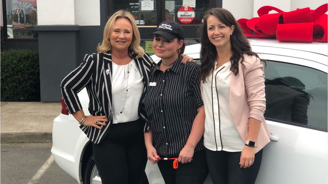 KFC surprises single mom who walked 3 miles to work daily with a brand new car