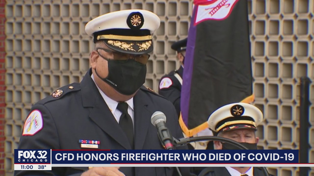 Badge of first Chicago firefighter to die from COVID-19 memorialized