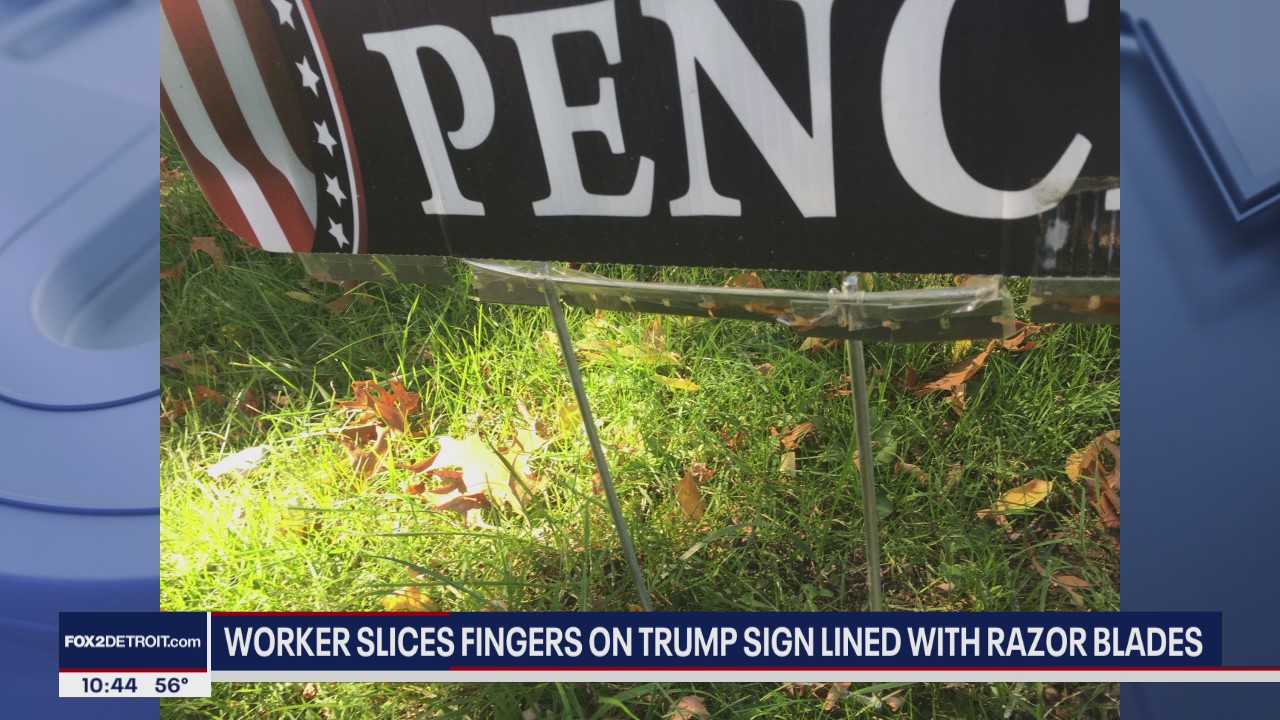 Politics get bloody with booby trapped Trump sign in Commerce Twp